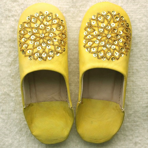 バブーシュ ビーズスパンコール S13黄 粉 xゴールドxゴールド