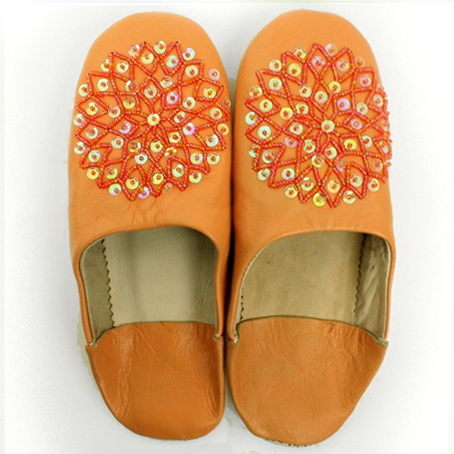 バブーシュ ビーズスパンコール S9オレンジxオレンジxオーロラ