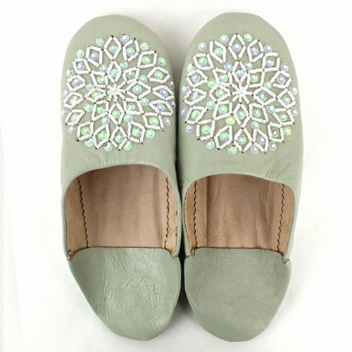 バブーシュ ビーズスパンコール F1わかなx白xオーロラ