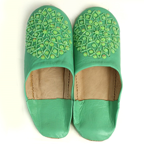 バブーシュ ビーズスパンコール S22ミントxミントxミント