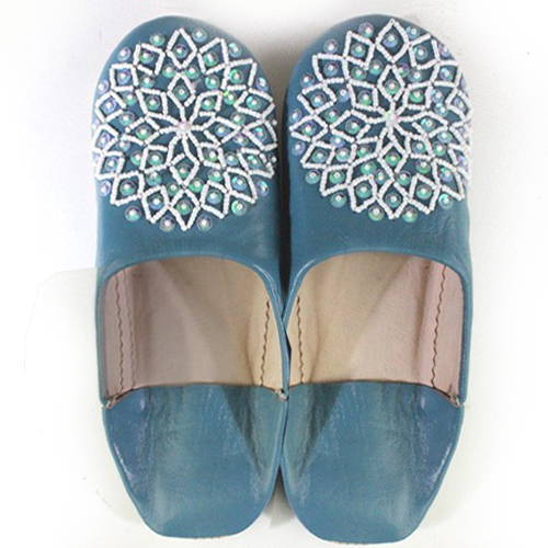 バブーシュ ビーズスパンコール F9あおぞらx白xオーロラ