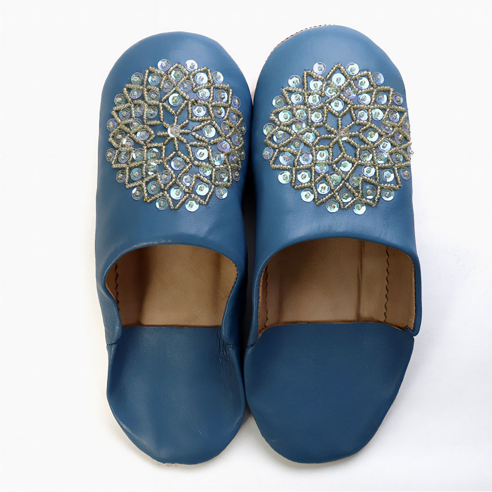 バブーシュ ビーズスパンコール F9あおぞらxアイボリーxオーロラ