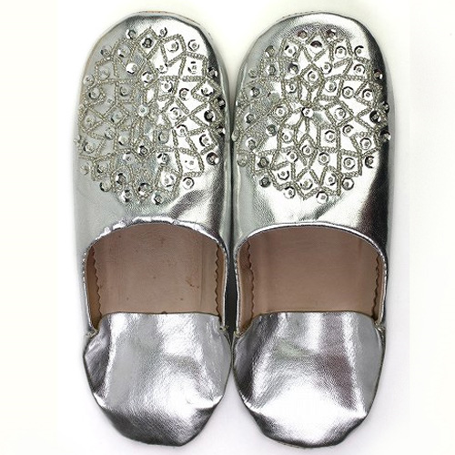 バブーシュ ビーズスパンコール シルバーxシルバーxシルバー