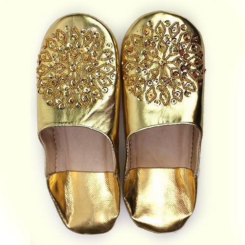 バブーシュ ビーズスパンコール ゴールドxゴールドxゴールド