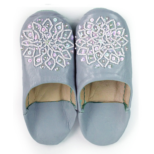 バブーシュ　ビーズスパンコール　子供用　F4しぐれx白xオーロラ