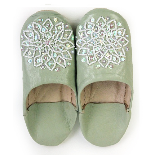 バブーシュ　ビーズスパンコール　子供用　F1わかなx白xオーロラ