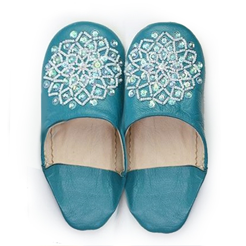 バブーシュ　ビーズスパンコール　子供用　F9あおぞらx白xオーロラ