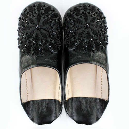 バブーシュ刺繍スパンコール S1黒x999黒x黒