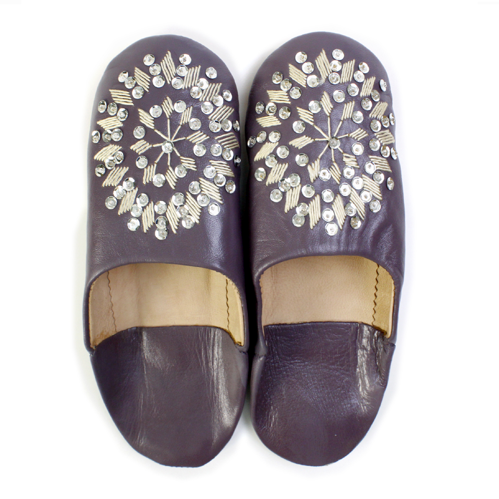 バブーシュ刺繍スパンコール F6あけびx102ベージュxシルバー