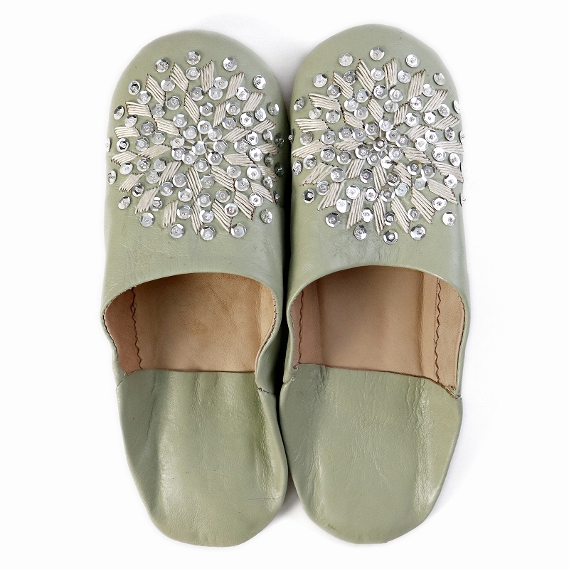 バブーシュ刺繍スパンコール F1わかなx102ベージュxシルバー