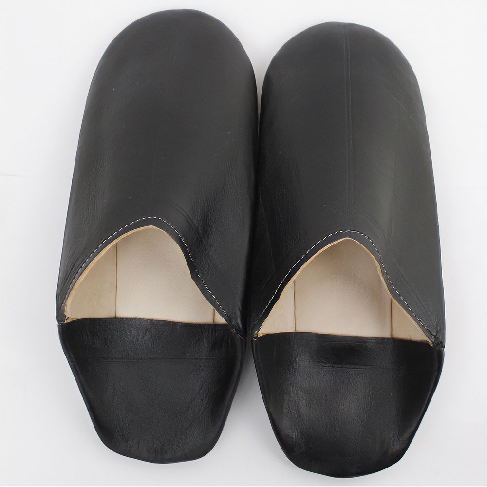 バブーシュ(硬底)無地　線入ふち縫い　黒