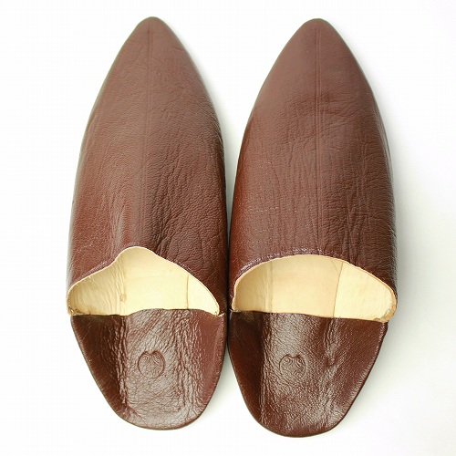 バブーシュ　先細表革　茶