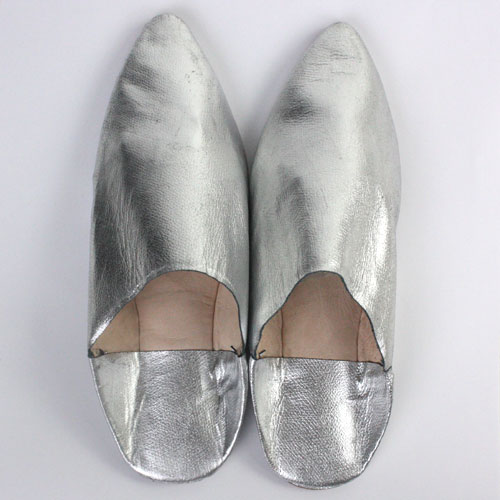 バブーシュ　先細表革シルバー