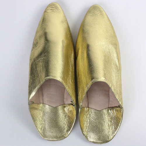 バブーシュ　先細表革ゴールド