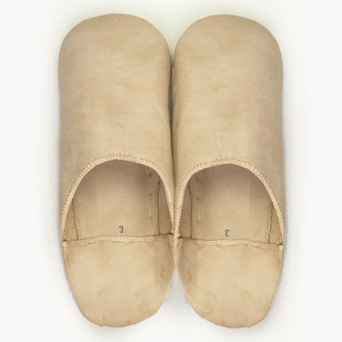 バブーシュ　先丸(革硬底)無地　縁布　S19生成　39/43