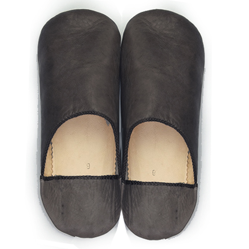 バブーシュ　先丸(革硬底)無地　縁布　S1黒　39/43