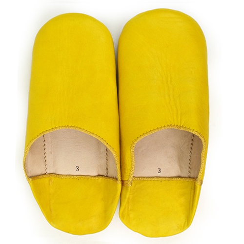 バブーシュ　先丸(革硬底)無地　縁布　S4黄　39/43