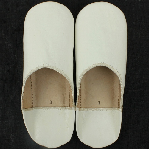 バブーシュ　先丸(革硬底)無地　縁布　S2白　39/43