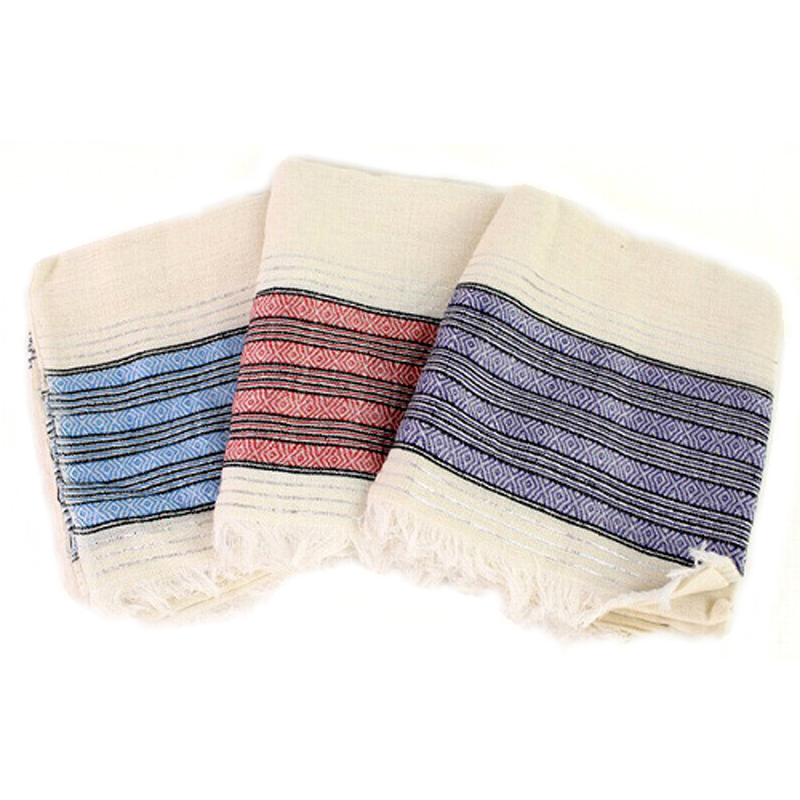 シダモコットンショール　ボーダー