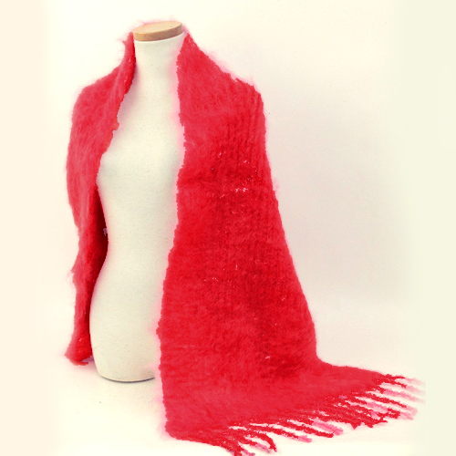 【SALE】ベビーモ キッドモヘアショール 無地 35x160  ポインセチア @14000→11000円