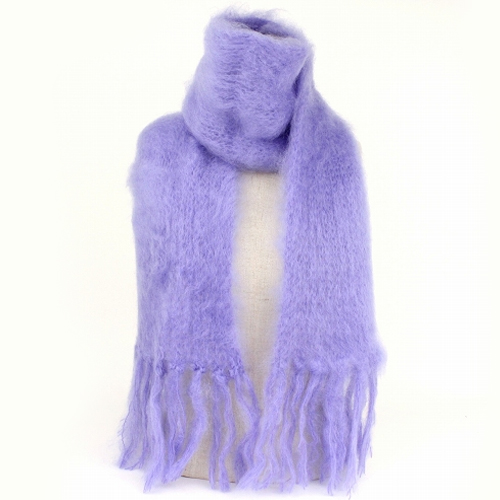 【SALE】ラモヘアマフラー 20x135 ラベンダー 起毛フリンジ12CM @10000→8000円