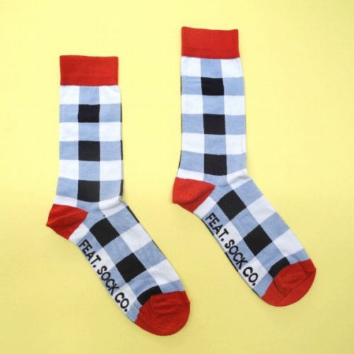 靴下 MENS 26-29.5CM 紺チェック赤 @1600→1280円