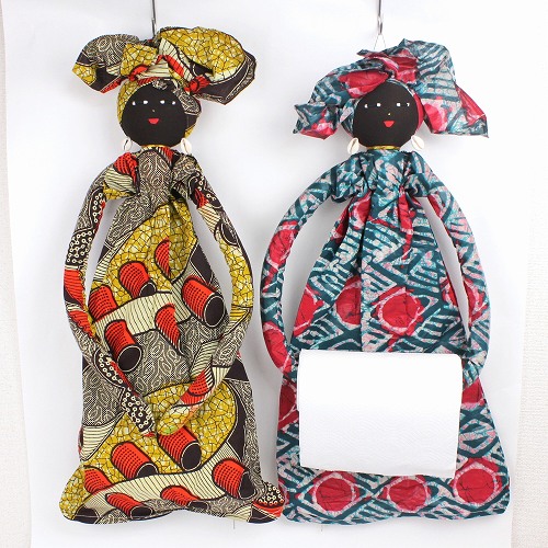 アフリカ女性 キッチンペーパーホルダー