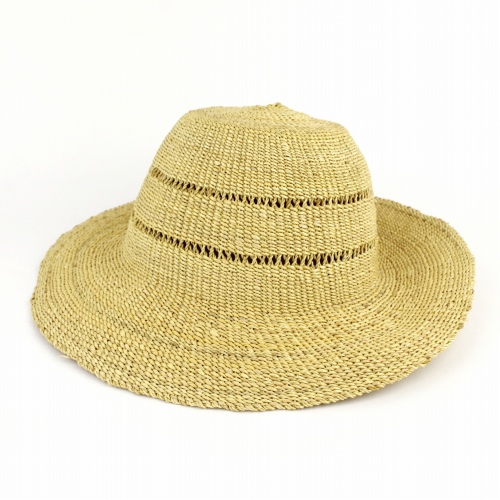 ブルキナ帽子 つば短透かし ナチュラル