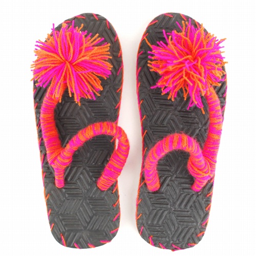 【SALE】ポンポンビーチサンダル マルチストラップ 2色ミックス 24cm 2800@→1680円