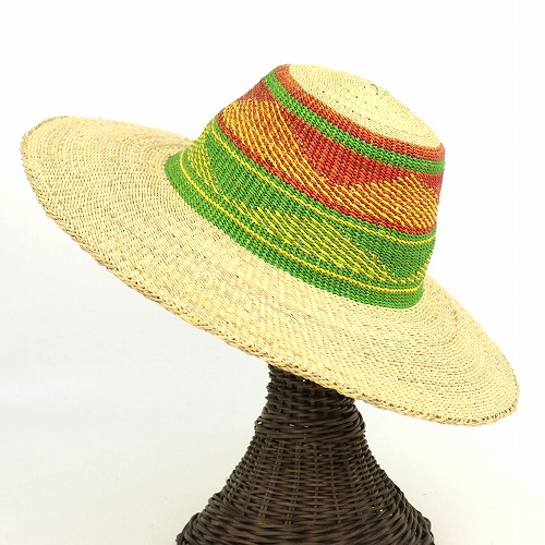 ボルガ帽子 ミックス柄 茶緑