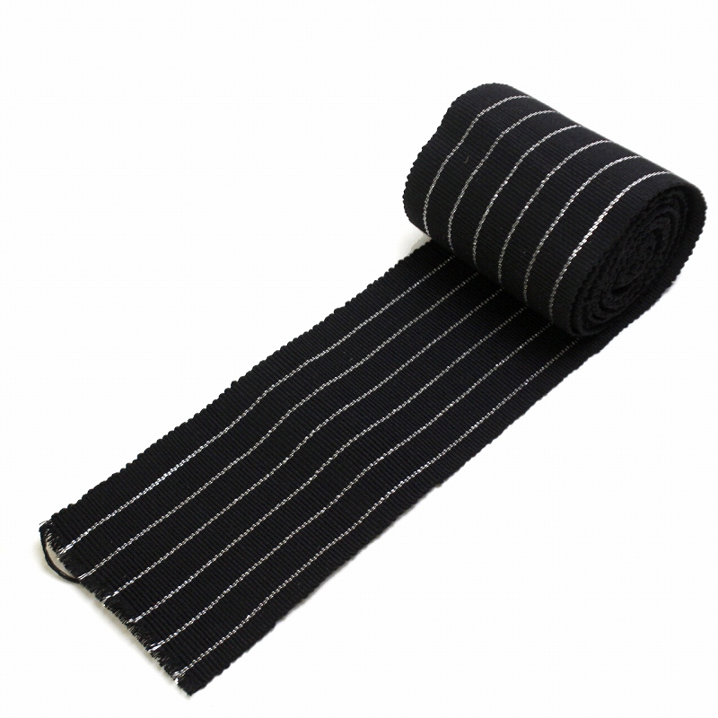 ガーナ伝統帯布 1m 黒シルバー