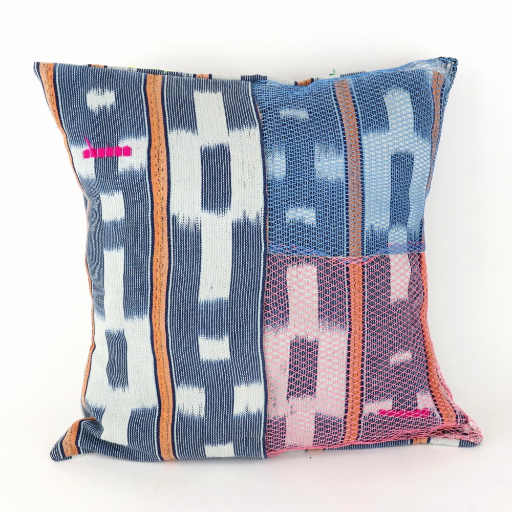 バウレ布クッションカバー メッシュ装飾 ピンクターコ 23SS一点物 @4500→3600円