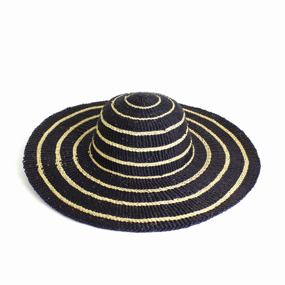 ボルガ ボーダー柄帽子 黒ナチュラル 24SS一点物 @8500→6800