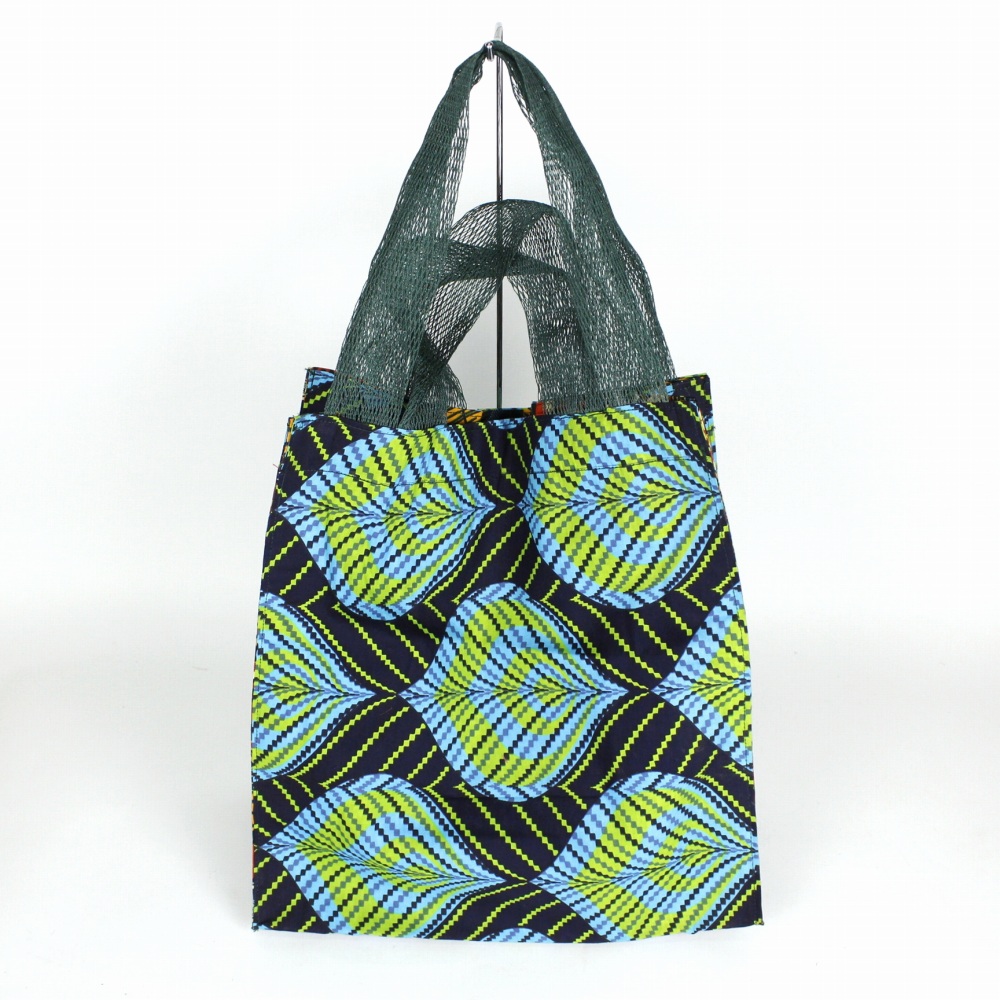 メッシュハンドルトートバッグ パーニュ ダブルハンドル 緑 24SS一点物 @6500→5200