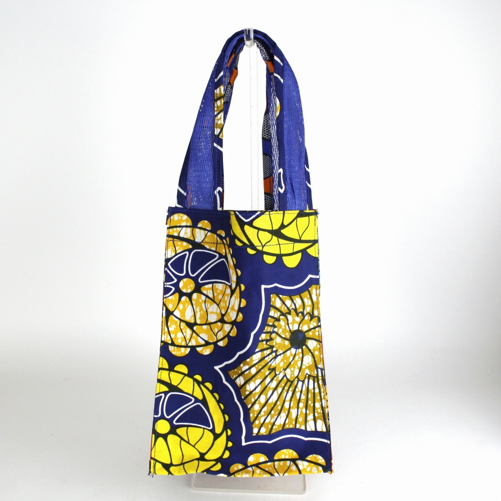 メッシュハンドル 縦長トートバッグ 青 24SS一点物 @5600→4480