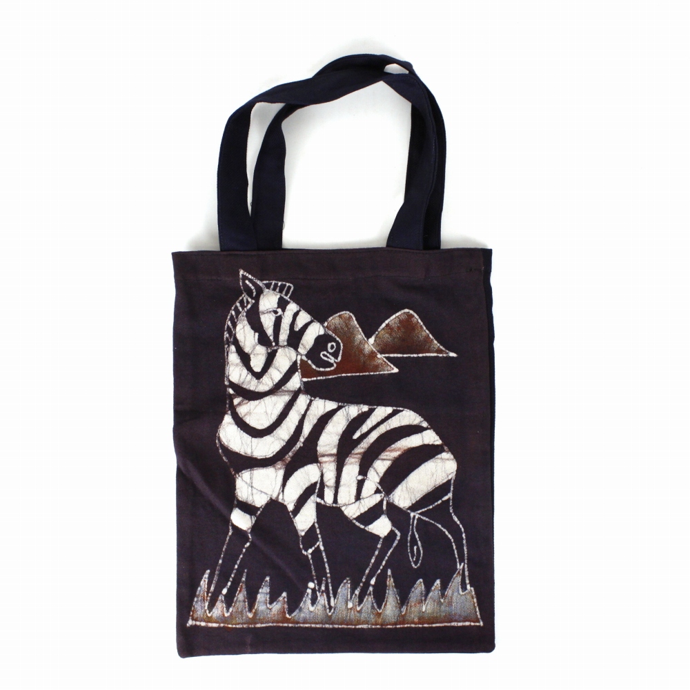 ブルキナバティックトートバッグ ゼブラ 黒 24SS一点物 @4800→3840