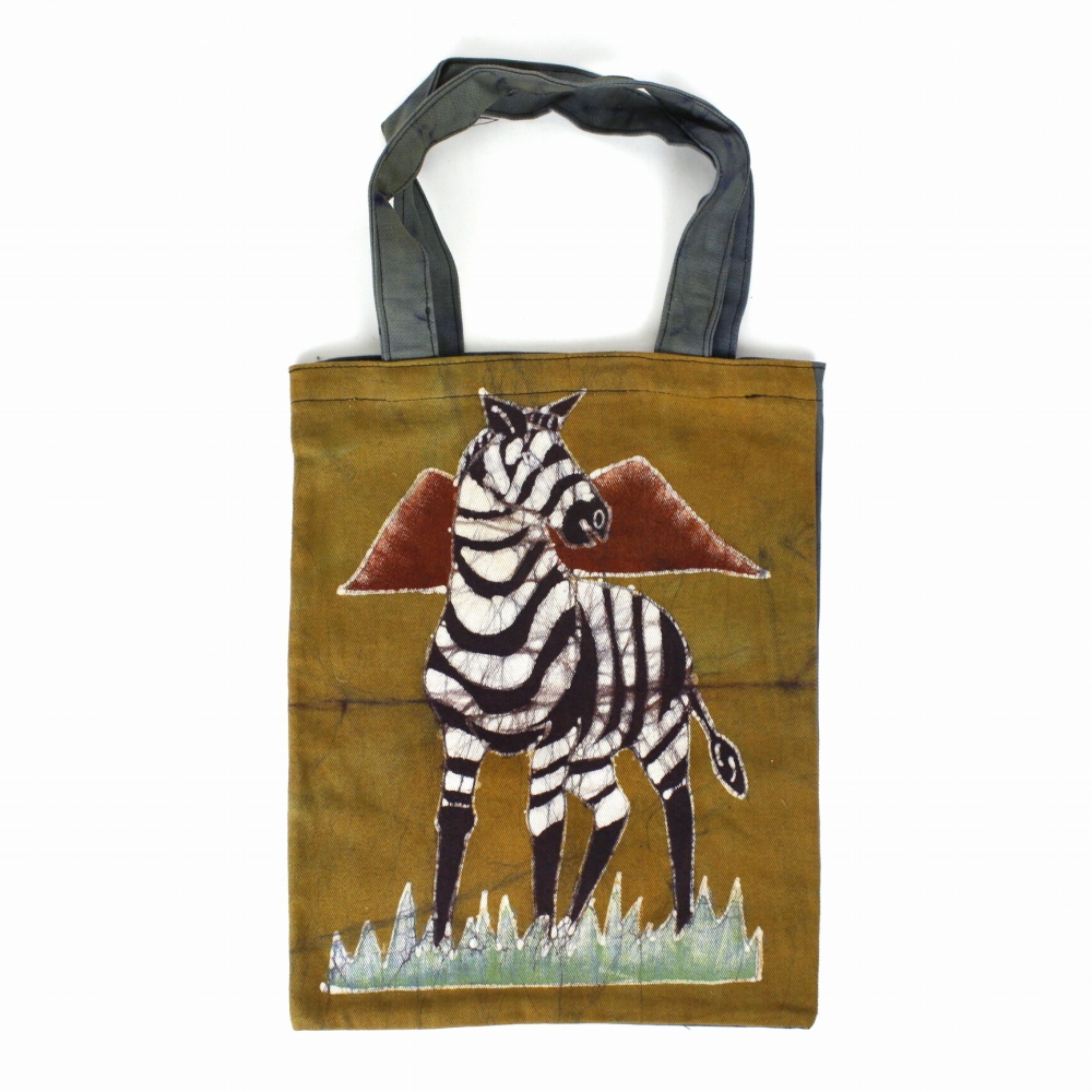 ブルキナバティックトートバッグ ゼブラ 緑 24SS一点物 @4800→3840