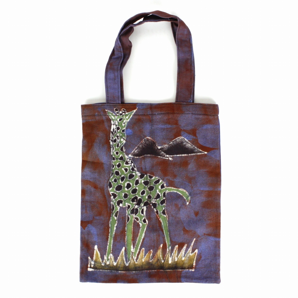 ブルキナバティックトートバッグ キリン 紫 24SS一点物 @4800→3840