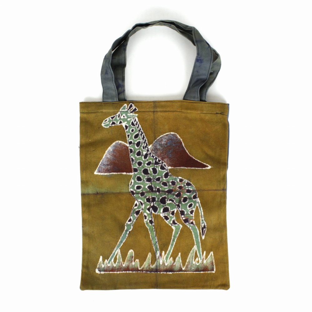 ブルキナバティックトートバッグ キリン 緑 24SS一点物 @4800→3840