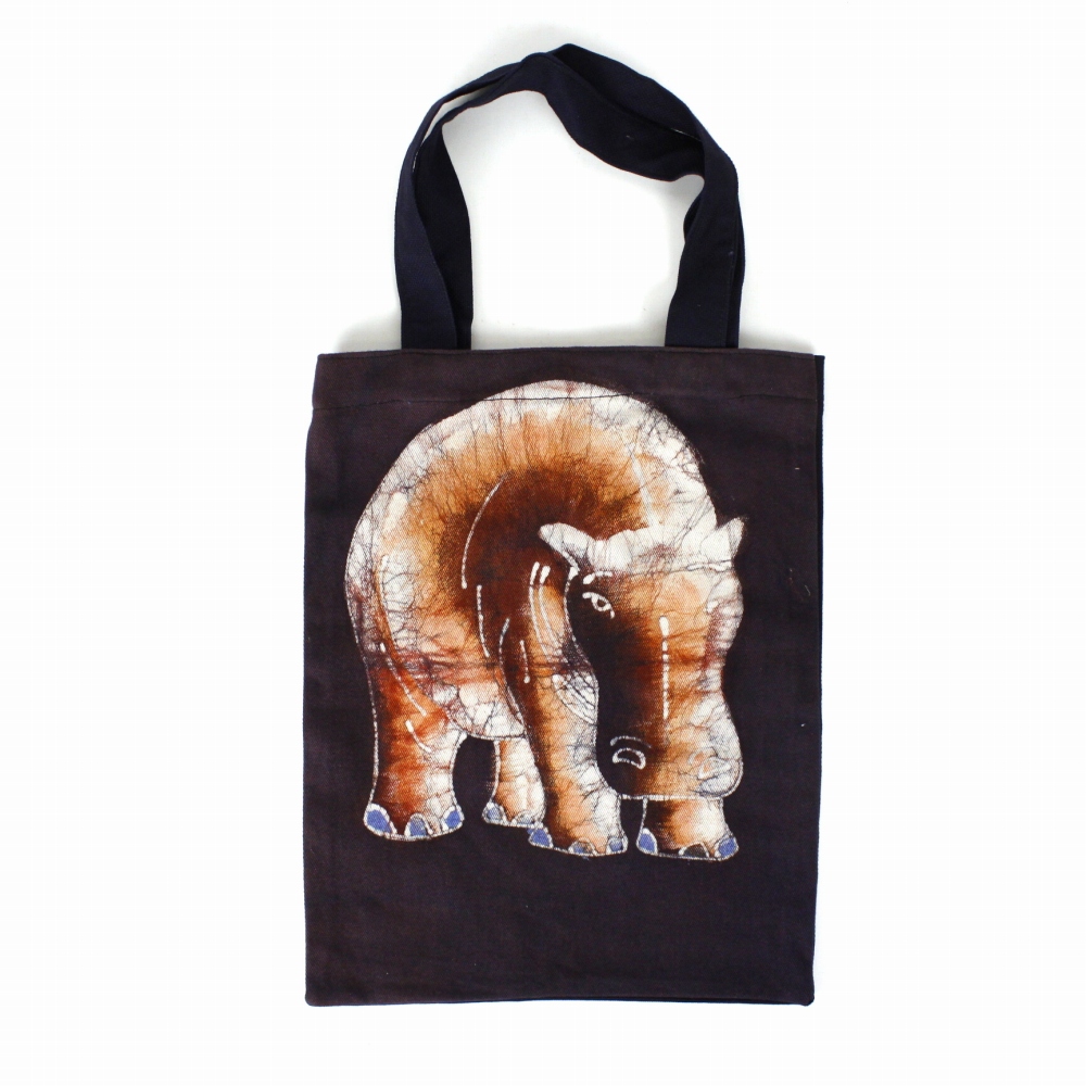 ブルキナバティックトートバッグ カバ 黒 24SS一点物 @4800→3840