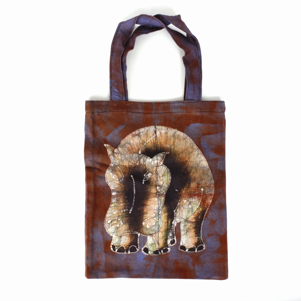 ブルキナバティックトートバッグ カバ 紫 24SS一点物 @4800→3840