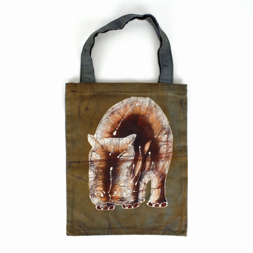 ブルキナバティックトートバッグ カバ 緑 24SS一点物 @4800→3840