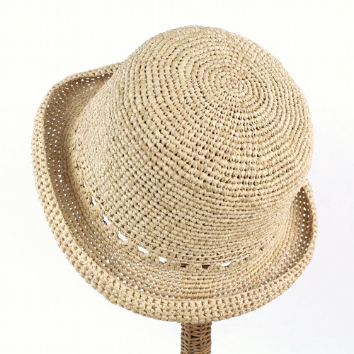 【SALE】ラフィア細編み帽子 セーラーぐるり透かし ナチュラル ￥6000→5400