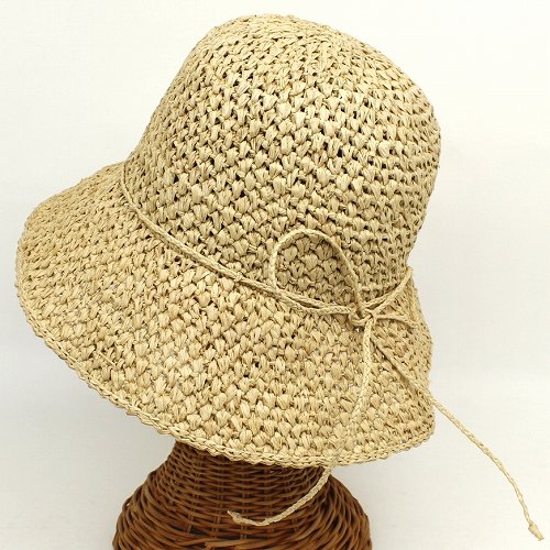 ラフィア編み帽子 voanjobory ナチュラル つば9