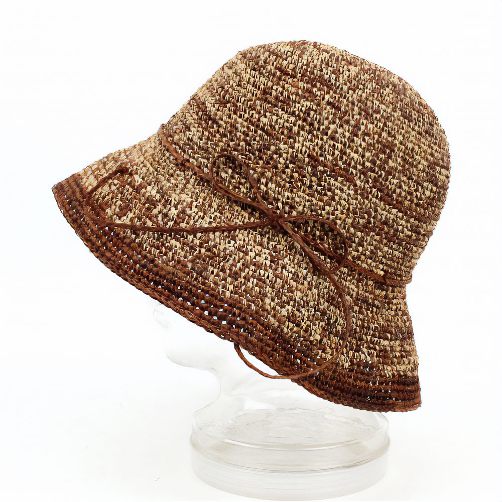 【SALE】ラフィア帽子ミックス楕円 つば8縁単色 コゲチャ @8800→7040