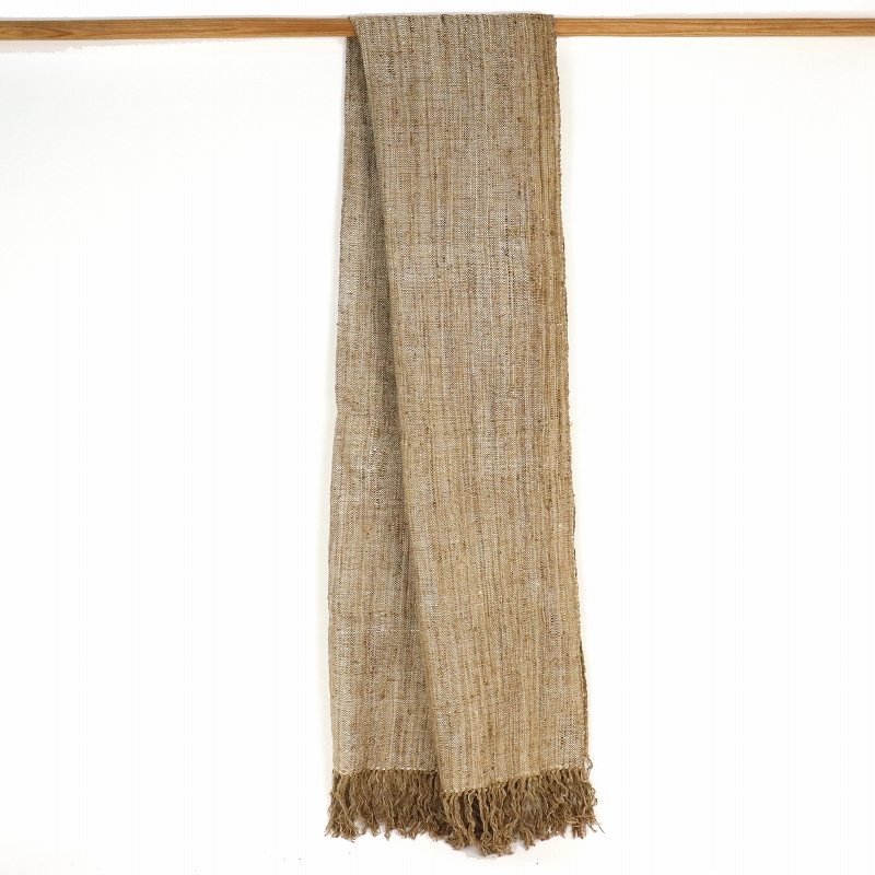 ランバランディ(野蚕)ストール ナチュラルベージュ横糸白 密織り 205x42