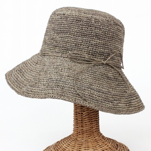 ラフィアかぎ編み帽子 草木染 Jaborijano つば9