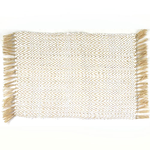 ラフィアコットン布 ジグザグ小 白