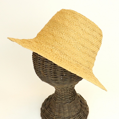 ラフィアブレード帽子 土染めベージュ