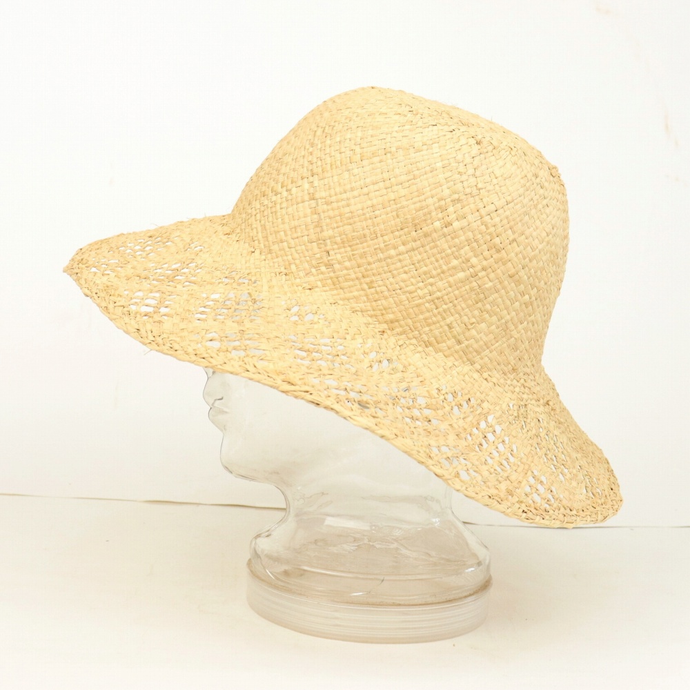 ラフィアトレッセ帽子 つば格子透かし つば10 23SS一点物 @7500→6000円